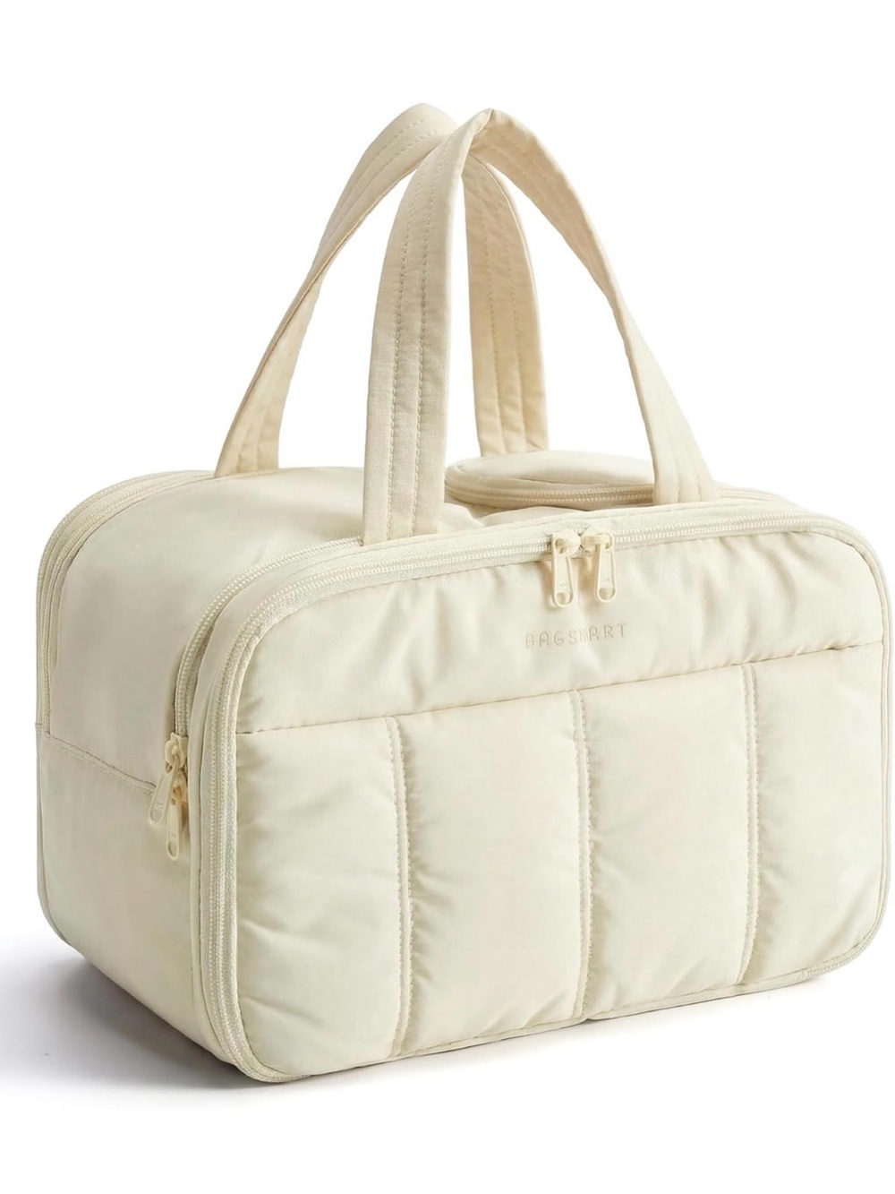 Cream Quilted Toiletries Bag